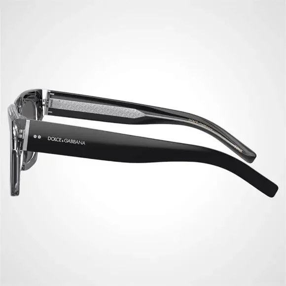 New Dolce & Gabbana Sunglasses Black Crystal Acetate Square Gray Lens